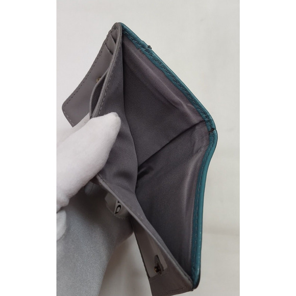 Fossil Blue Leather Credit Card ID Window Bifold Square Wallet - Picture 11 of 16